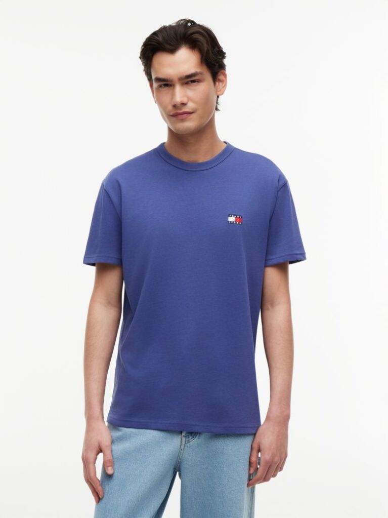Blue Tommy Badge Crew Neck T-Shirt  Men