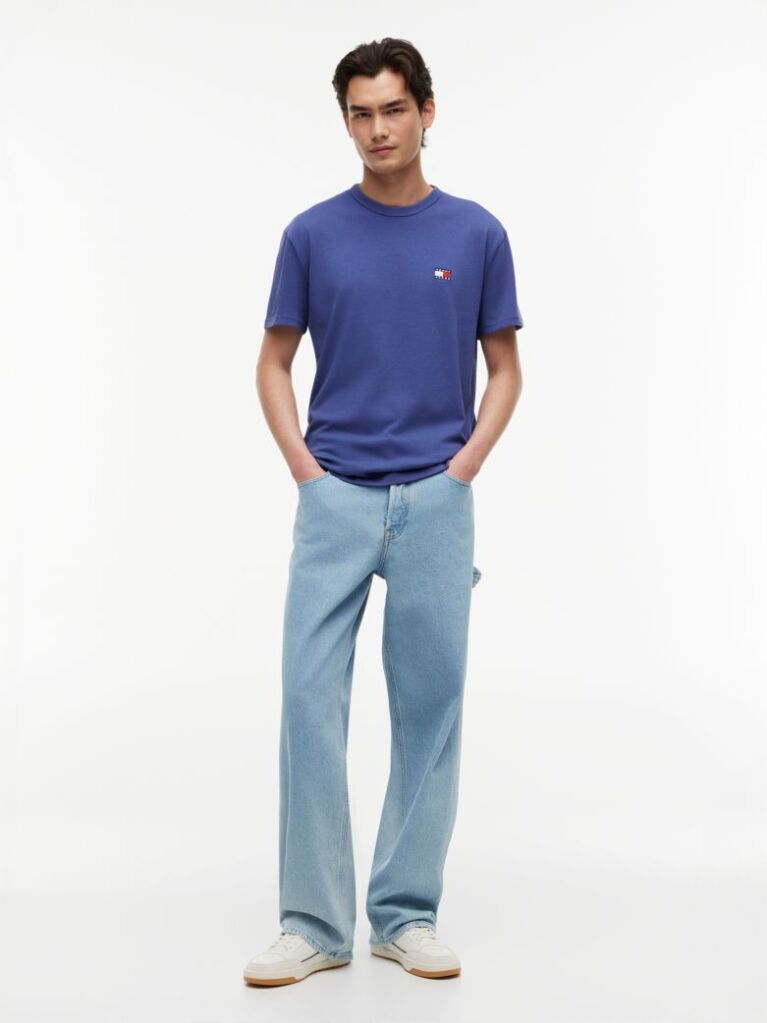 Blue Tommy Badge Crew Neck T-Shirt  Men