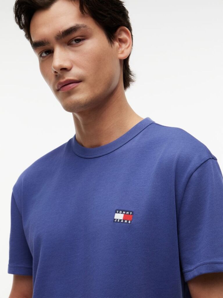 Blue Tommy Badge Crew Neck T-Shirt  Men