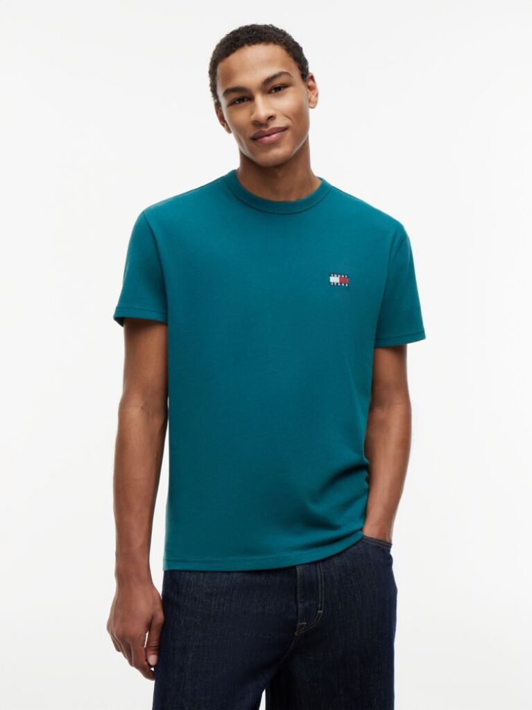 Blue Tommy Badge Crew Neck T-Shirt  Men