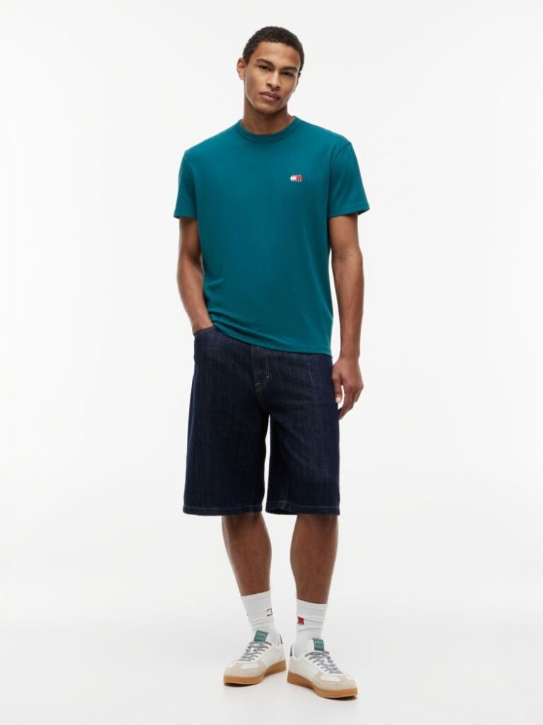 Blue Tommy Badge Crew Neck T-Shirt  Men