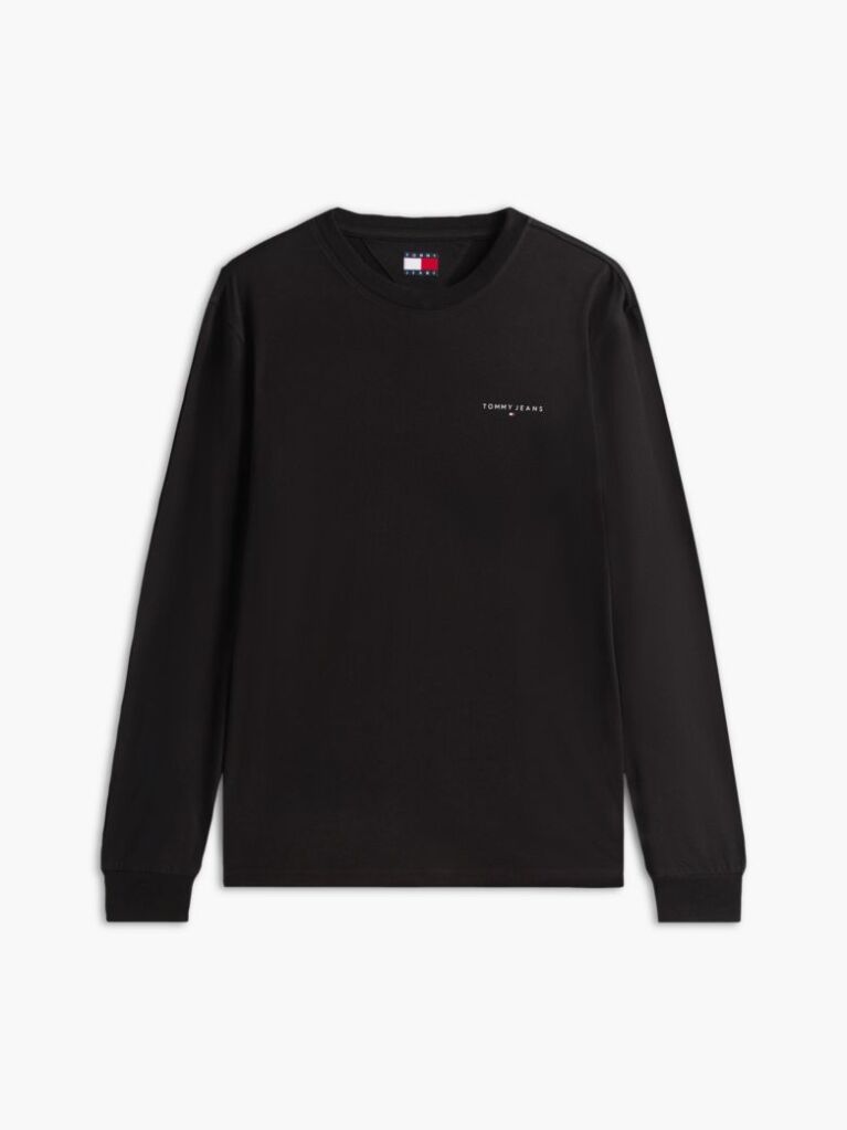 Μαύρο Μακρυμάνικο T-Shirt Σε Slim Γραμμή Με Λογότυπο  Άνδρες