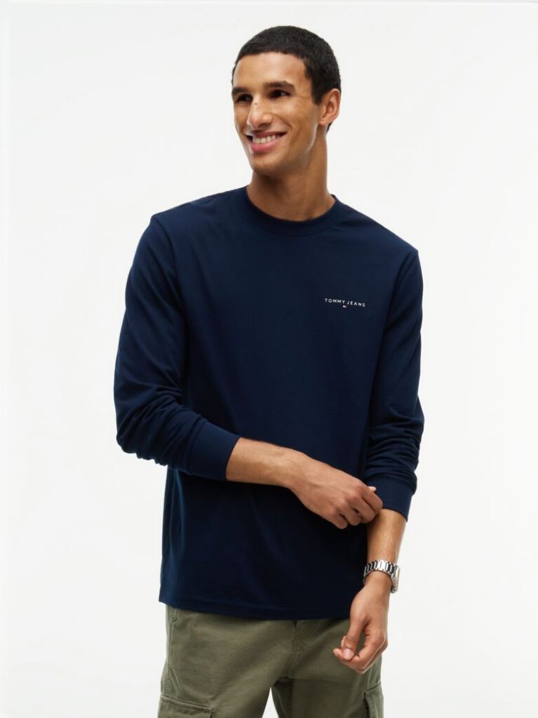 Blue Linear Logo Slim Long-Sleeve T-Shirt  Men