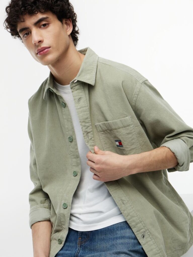 Green Brick Cord Overshirt  Men