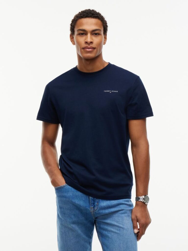 Μπλε Slim T-shirt Με Λογότυπο Και Στρογγυλή Λαιμόκοψη  Άνδρες