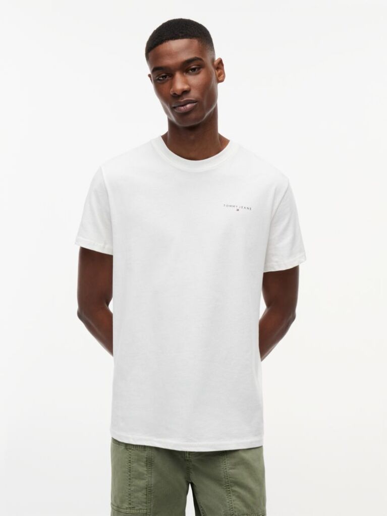Άσπρο Slim T-shirt Με Λογότυπο Και Στρογγυλή Λαιμόκοψη  Άνδρες