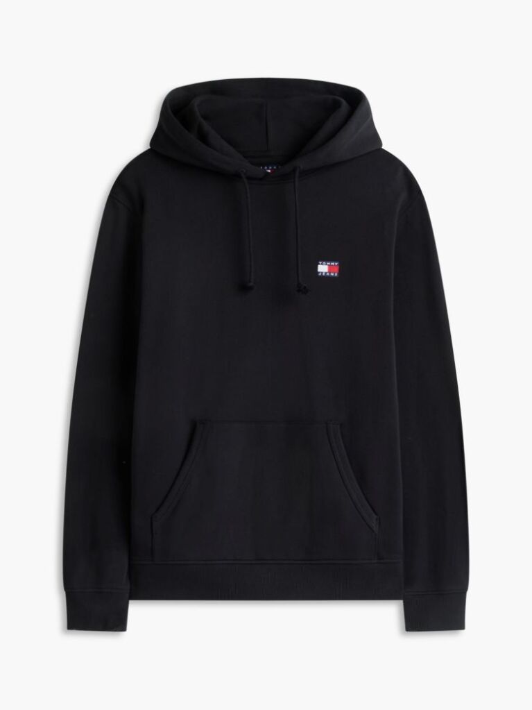 Black Tommy Badge Brushed Terry Hoody  Men