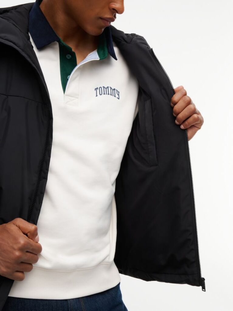 Black Water Repellent Ripstop Hooded Padded Jacket  Men
