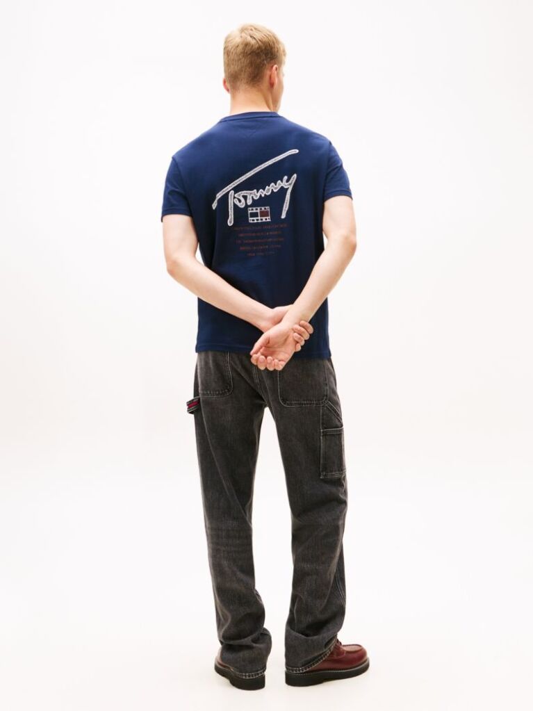 Blue Signature Back Logo Crew Neck T-Shirt  Men