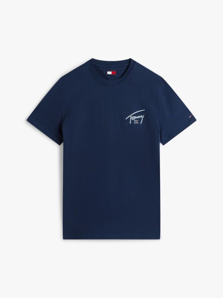 Blue Signature Back Logo Crew Neck T-Shirt  Men
