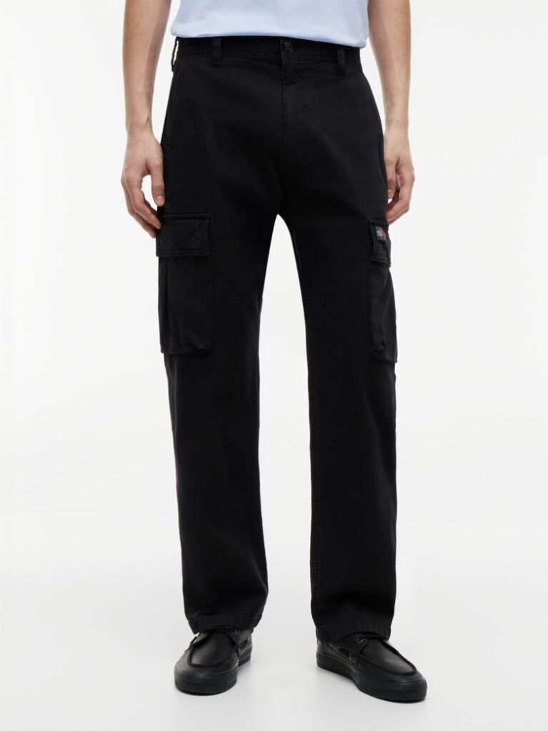 Black Otis Canvas Straight Cargo Trousers  Men