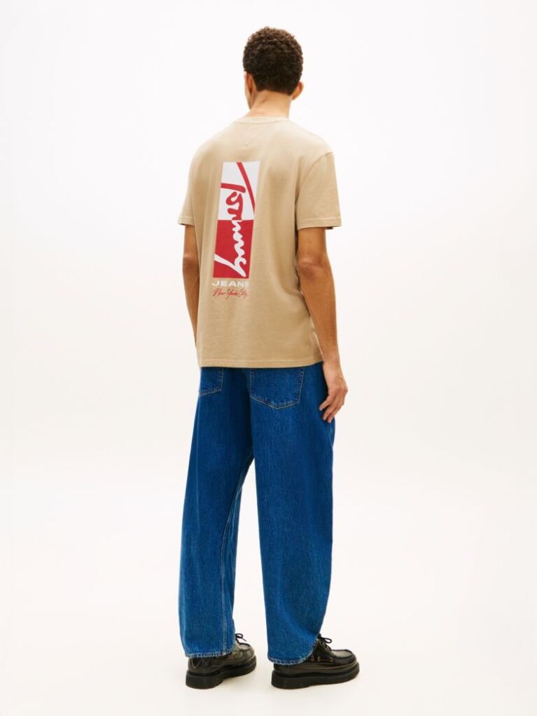 Brown Signature Logo Embroidery Crew Neck T-Shirt  Men