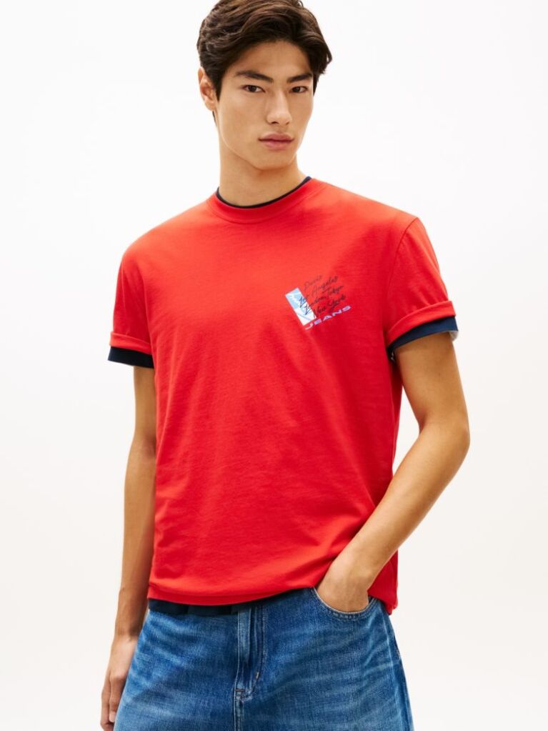 Red Signature Back Logo Jersey T-Shirt  Men