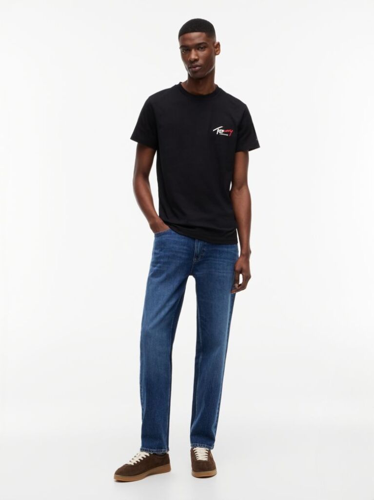 Black Signature Logo Slim Jersey T-Shirt  Men