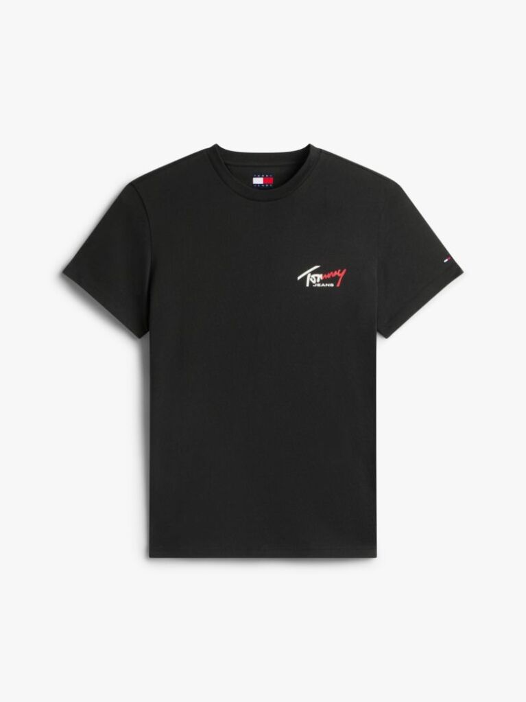 Black Signature Logo Slim Jersey T-Shirt  Men