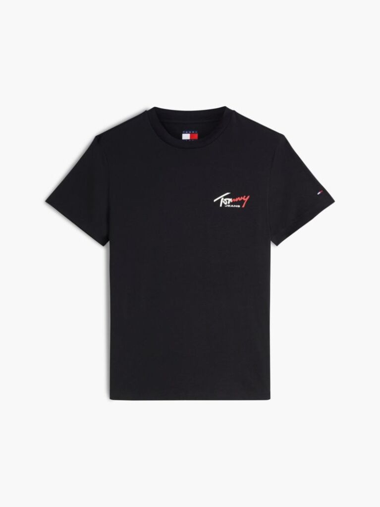 Black Signature Logo Slim Jersey T-Shirt  Men