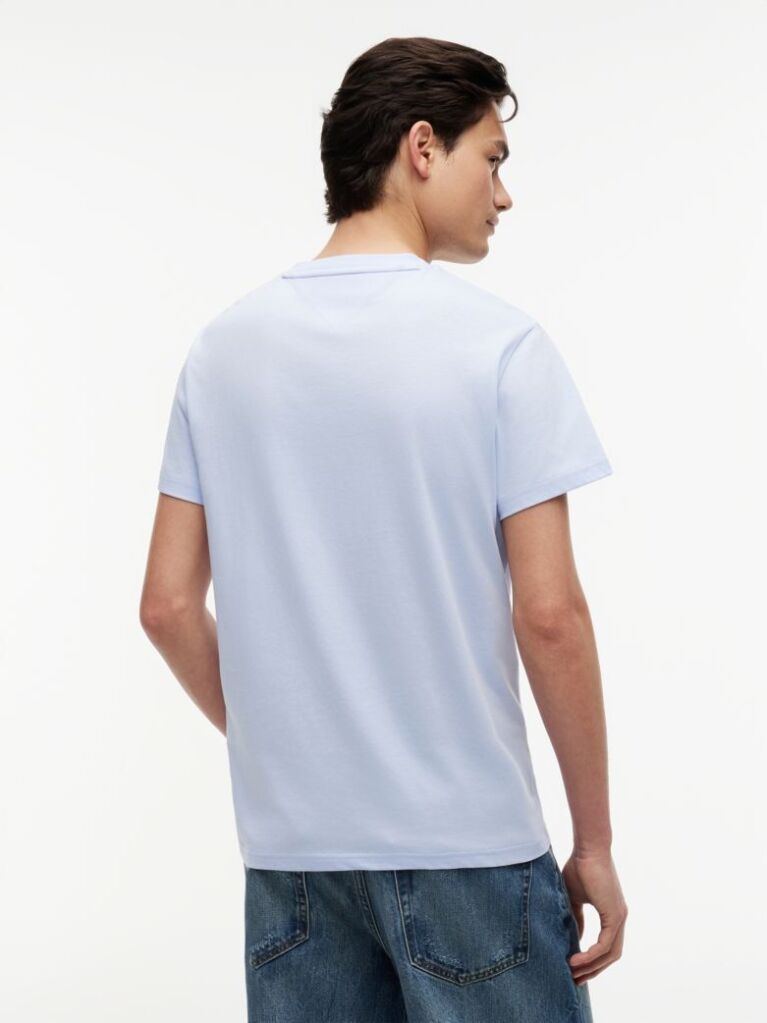 Μπλε Slim Βαμβακερό T-Shirt Με Signature Λογότυπο  Άνδρες