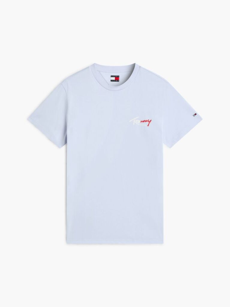 Μπλε Slim Βαμβακερό T-Shirt Με Signature Λογότυπο  Άνδρες