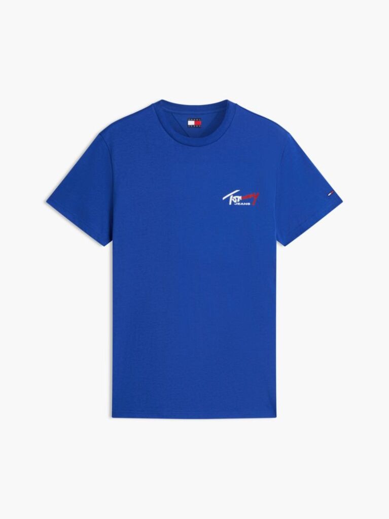 Blue Signature Logo Slim Jersey T-Shirt  Men