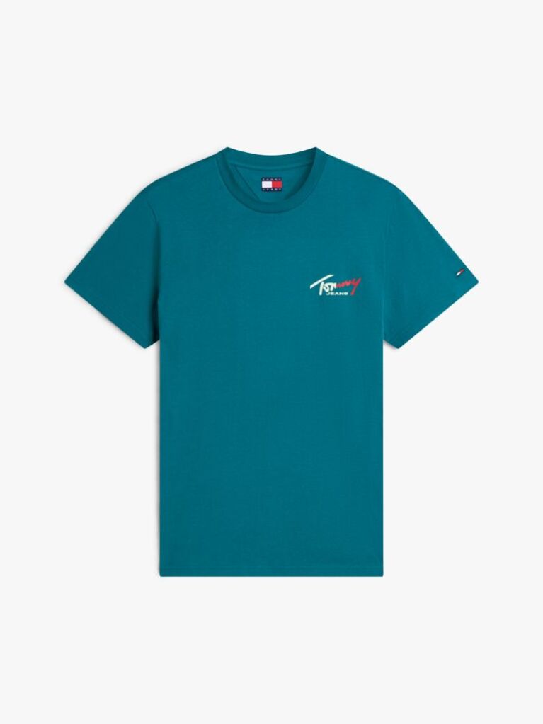 Μπλε Slim Βαμβακερό T-Shirt Με Signature Λογότυπο  Άνδρες
