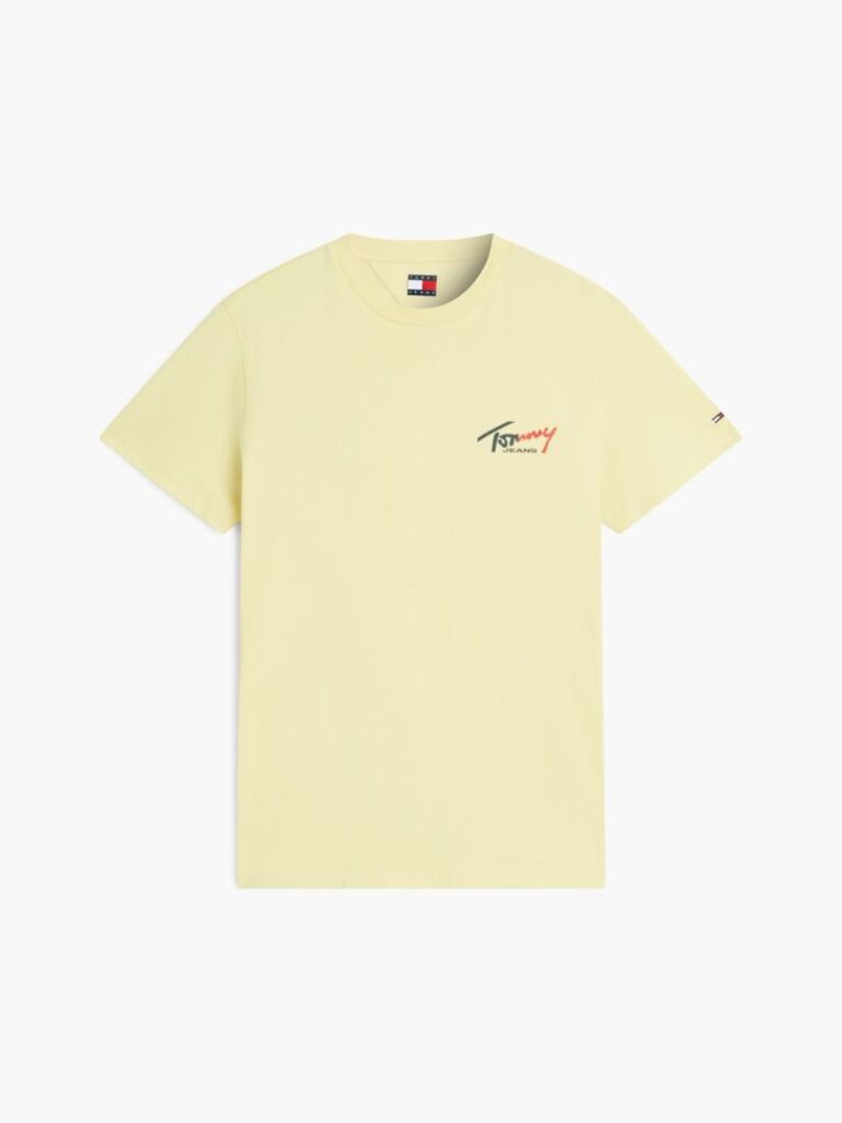 Κίτρινο Slim Βαμβακερό T-Shirt Με Signature Λογότυπο  Άνδρες