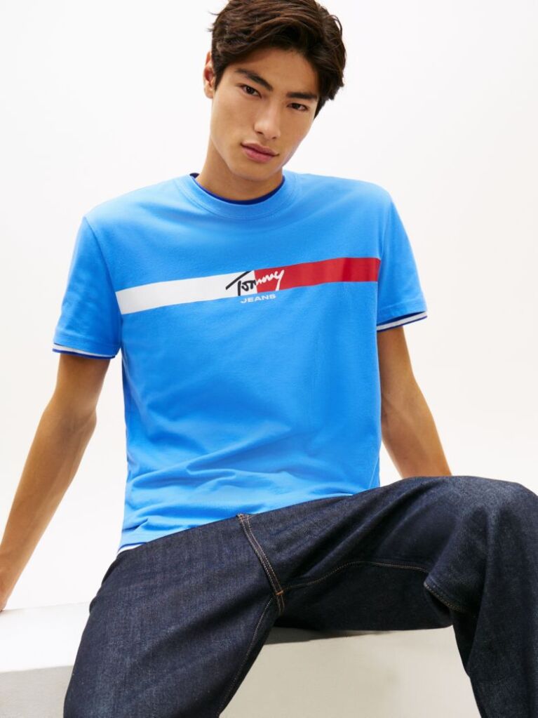 Blue Signature Logo Jersey T-Shirt  Men