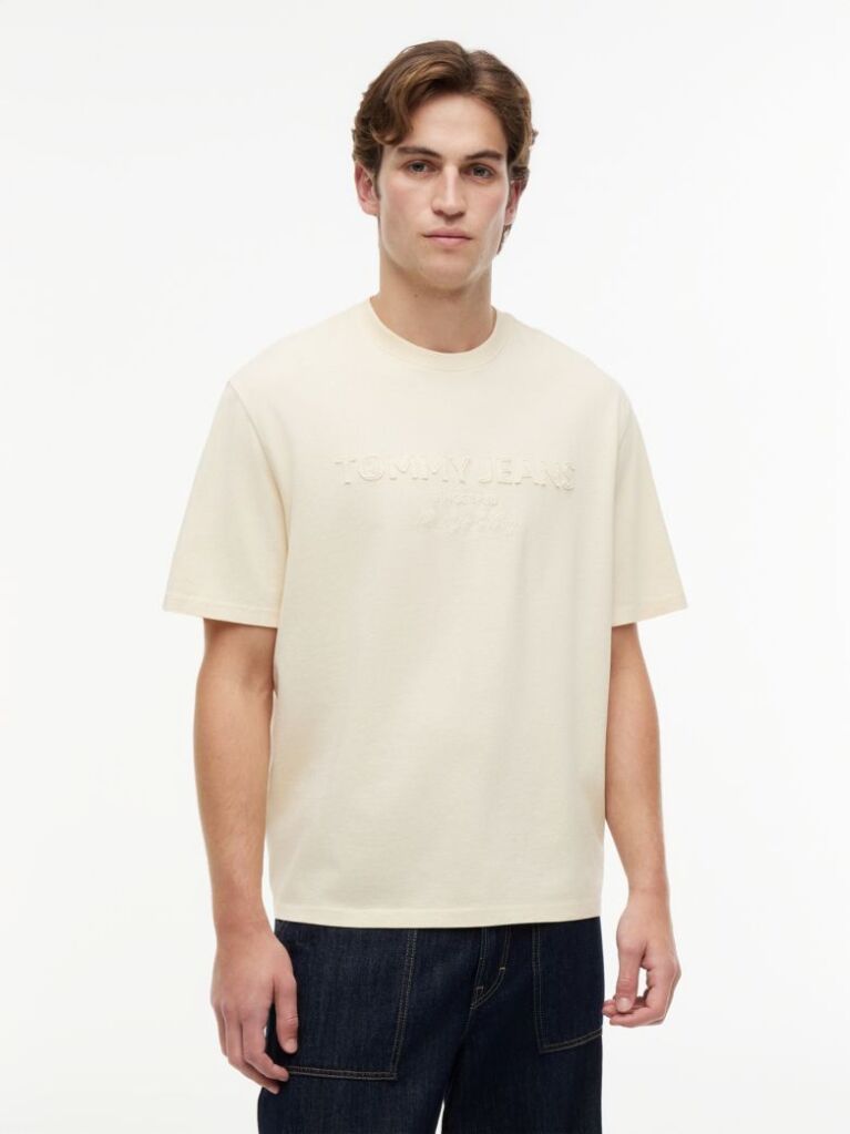 Beige Classic Tonal Logo Oversized T-Shirt  Men