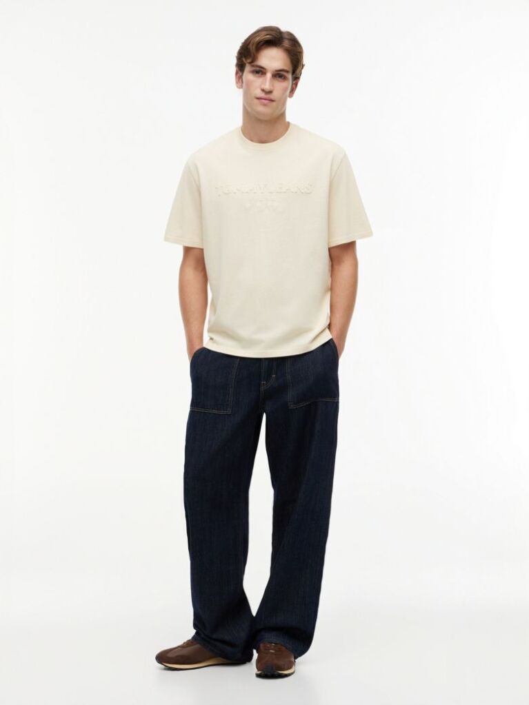 Beige Classic Tonal Logo Oversized T-Shirt  Men