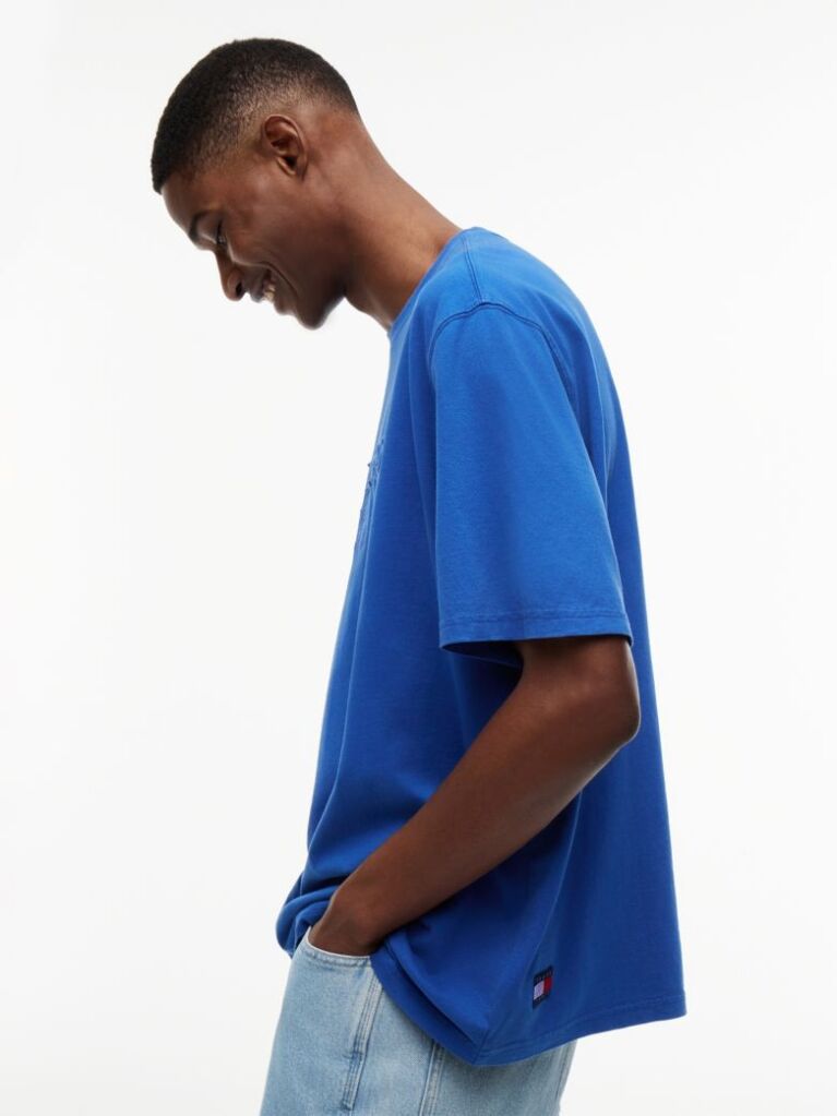 Blue Classic Tonal Logo Oversized T-Shirt  Men