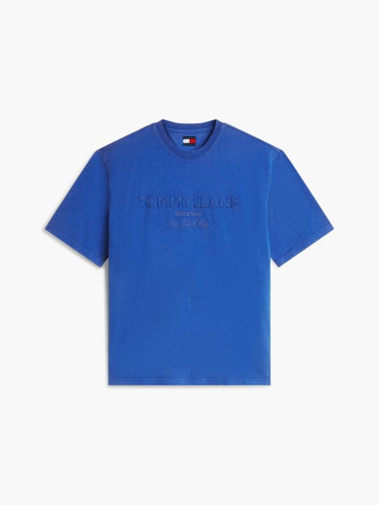 Blue Classic Tonal Logo Oversized T-Shirt  Men