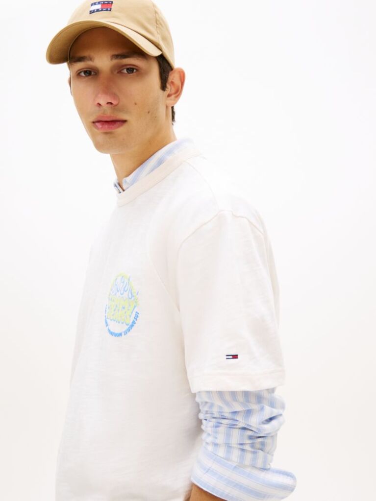 White Bubble Logo Textured Jersey Relaxed T-Shirt  Men