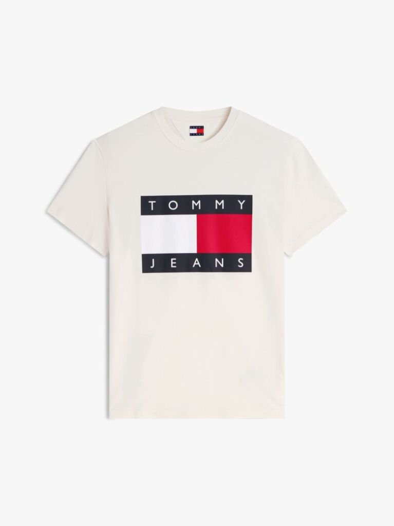 Beige Flag Badge Jersey Crew Neck T-Shirt  Men