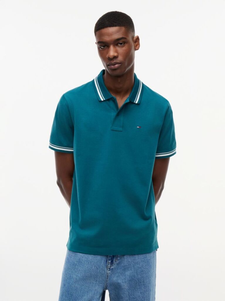 Blue Tommy Flag Regular Fit Tipped Polo Shirt  Men