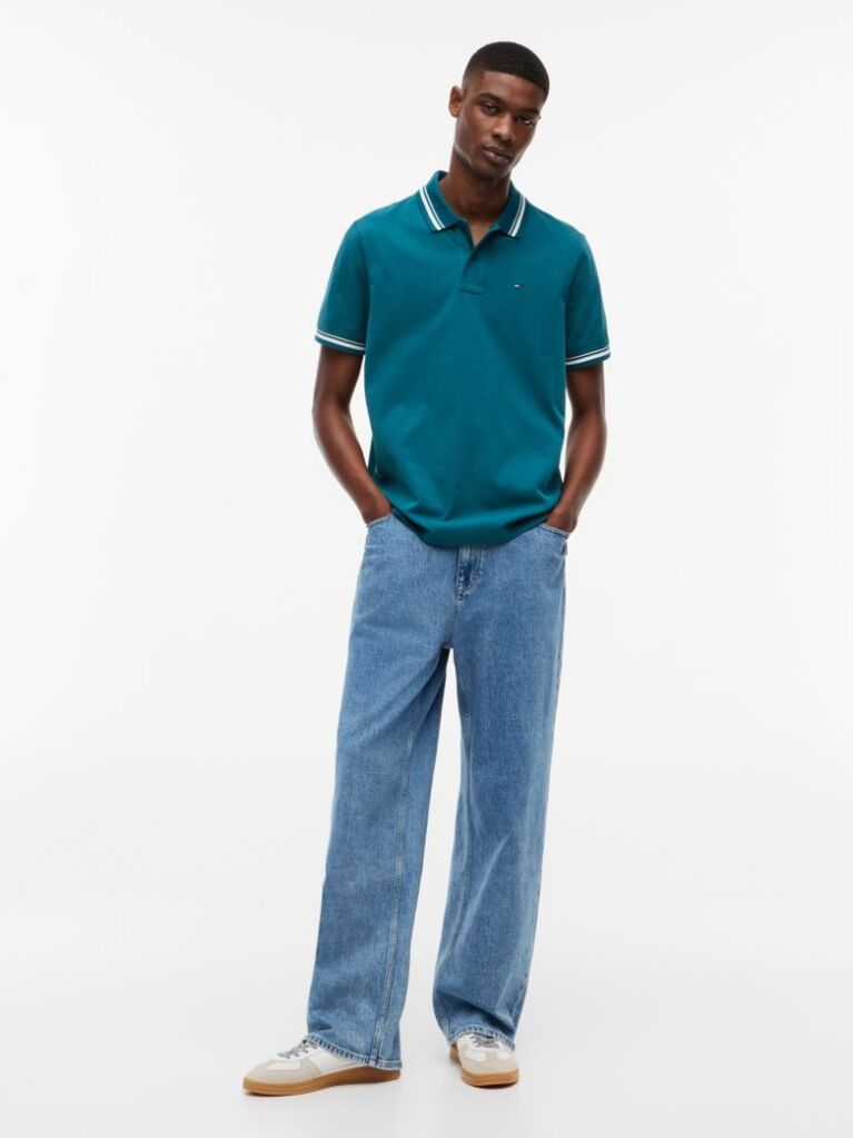 Blue Tommy Flag Regular Fit Tipped Polo Shirt  Men
