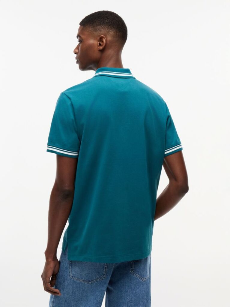 Blue Tommy Flag Regular Fit Tipped Polo Shirt  Men