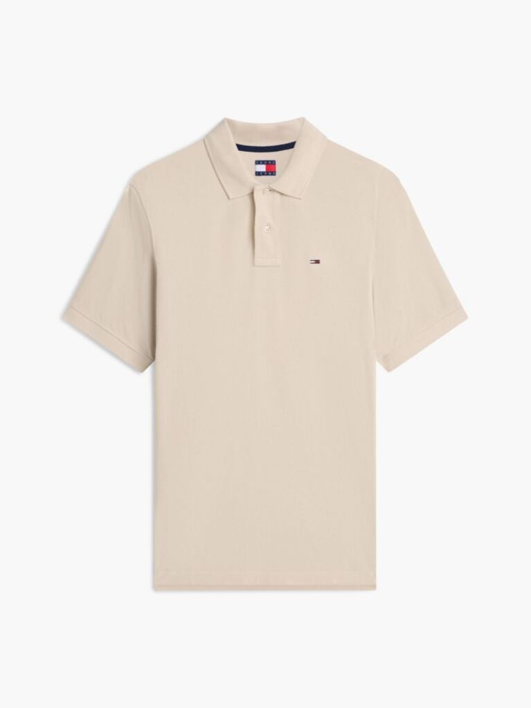 Μπεζ Πόλο Μπλούζα Σε Κανονική Γραμμή Με Hilfiger Σημαιάκι  Άνδρες