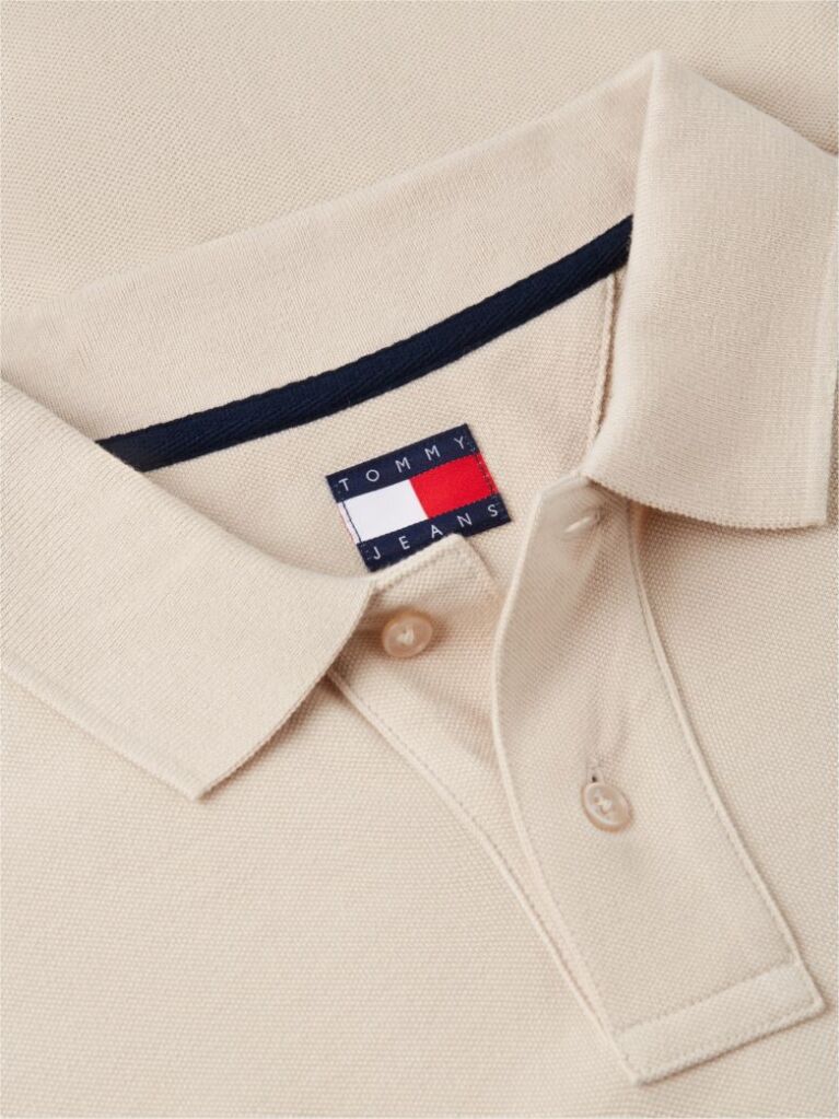 Μπεζ Πόλο Μπλούζα Σε Κανονική Γραμμή Με Hilfiger Σημαιάκι  Άνδρες