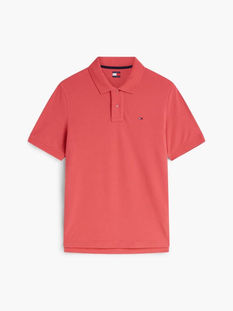 Κόκκινο Πόλο Μπλούζα Σε Κανονική Γραμμή Με Hilfiger Σημαιάκι  Άνδρες