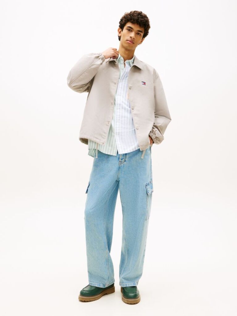 Μπεζ Βαμβακερό Overshirt Με Λογότυπο  Άνδρες