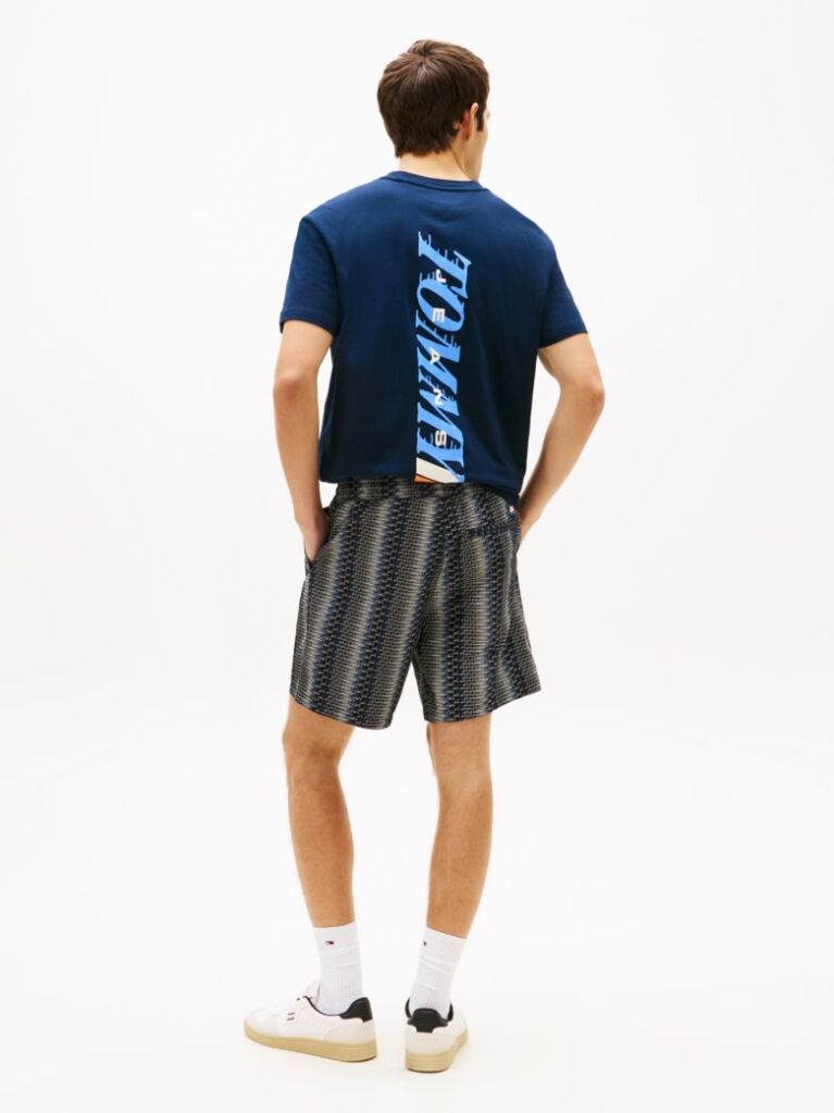 Black Print Poplin Relaxed Bermuda Shorts  Men