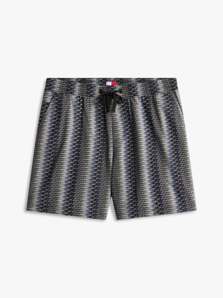 Black Print Poplin Relaxed Bermuda Shorts  Men