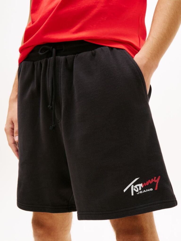 Black Signature Logo Sweat Bermuda Shorts  Men