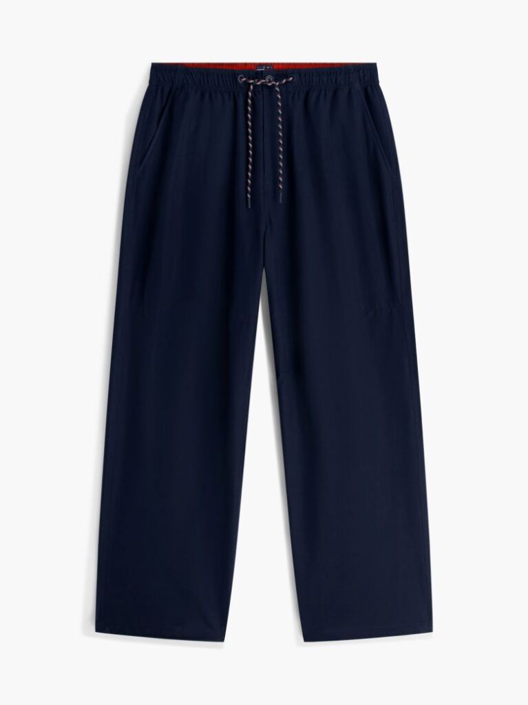 Blue Theo Loose Drawstring Parachute Trousers  Men