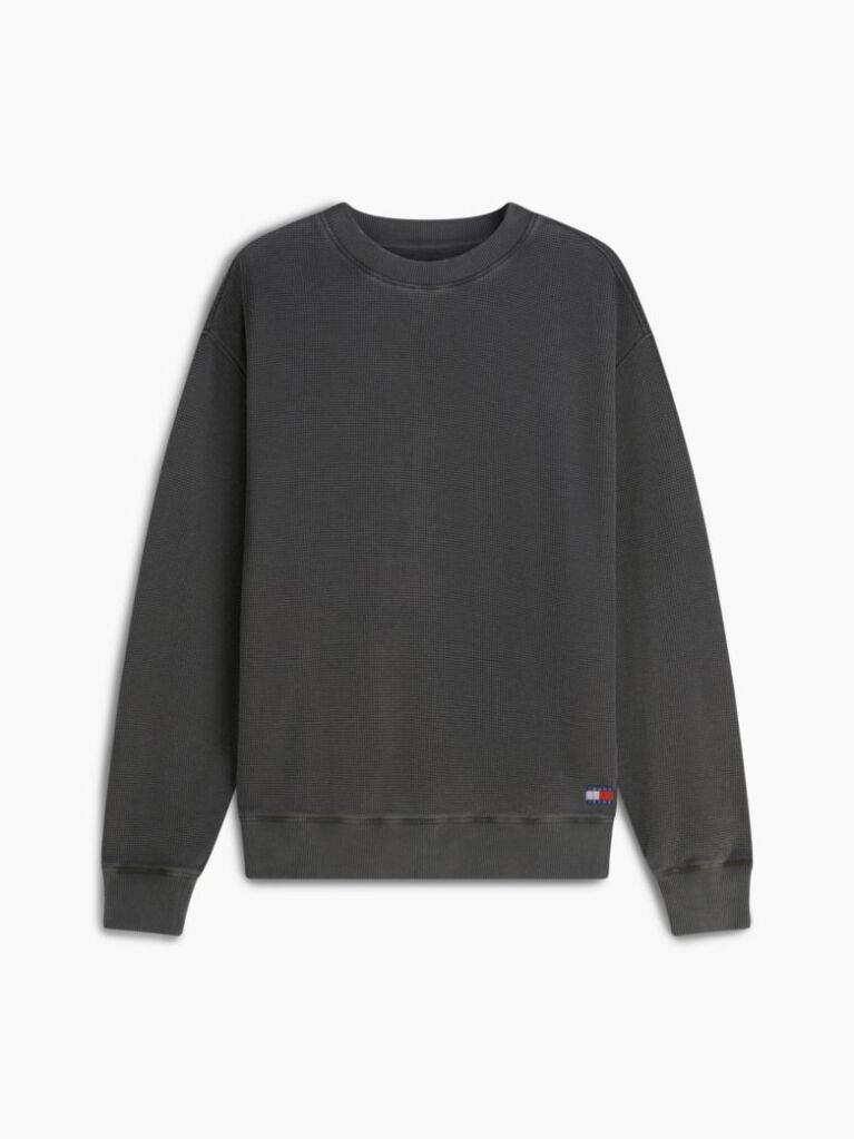 Black Waffle Knit Relaxed Jumper  Men