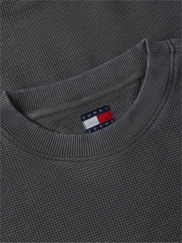 Black Waffle Knit Relaxed Jumper  Men