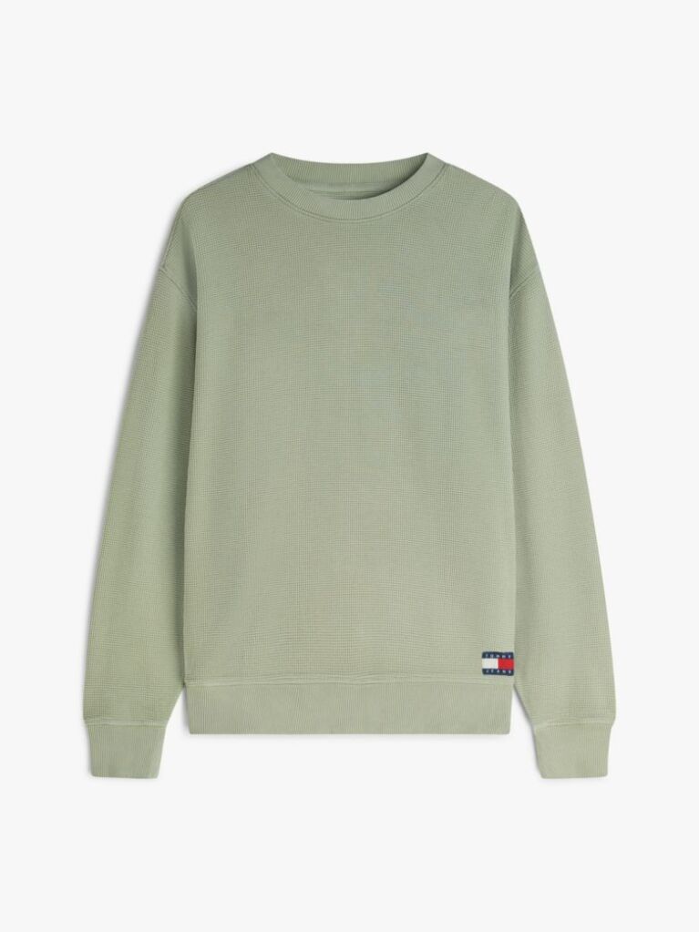 Green Waffle Knit Relaxed Jumper  Men