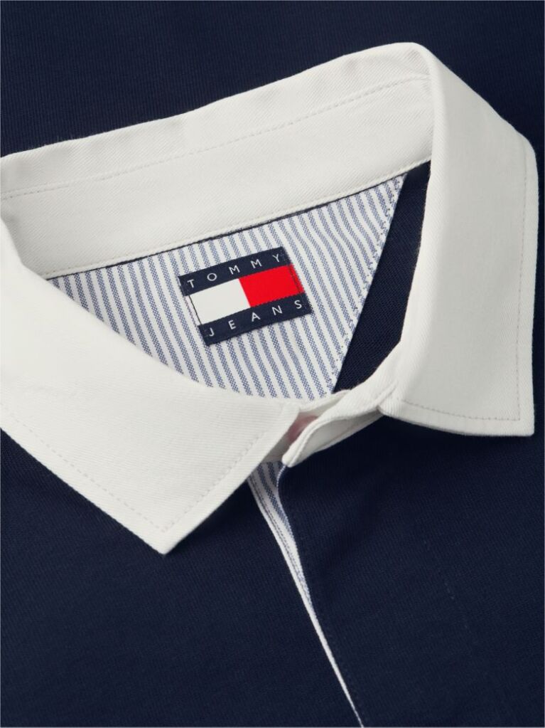 Blue Relaxed Fit Logo Panel Rugby Shirt  Men