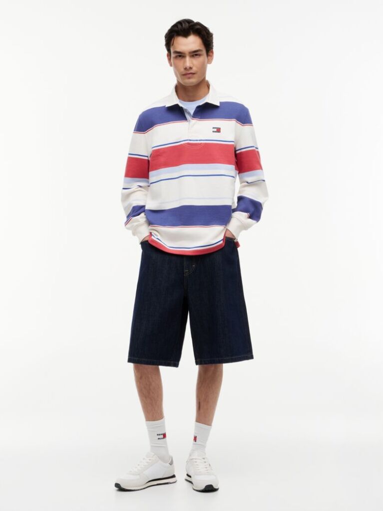 Multi Relaxed Fit Mixed Stripe Rugby Shirt  Men