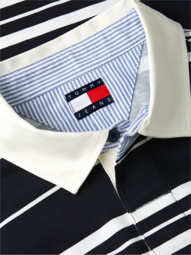 Blue Relaxed Fit Logo Stripe Rugby Shirt  Men