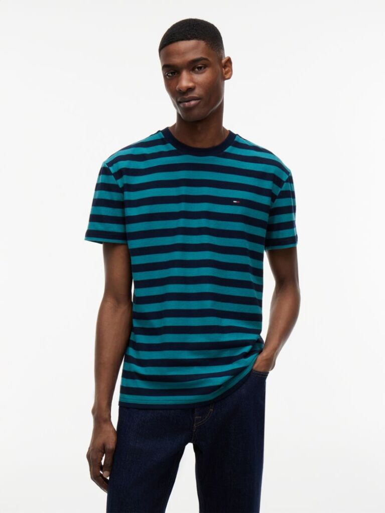 Multi Tommy Flag Stripe Jersey T-Shirt  Men